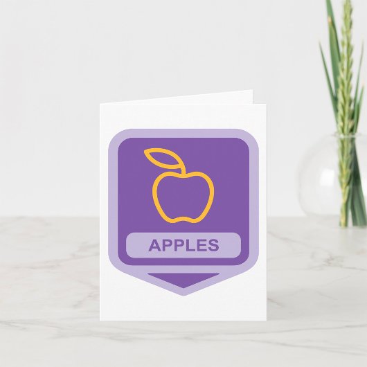 Paarse Apple Badge Design Fruitliefhebber Kaart