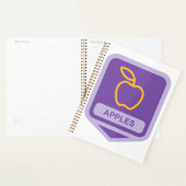 Paarse Apple Badge Design Fruitliefhebber Planner