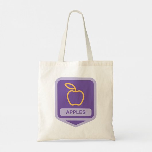 Paarse Apple Badge Design Fruitliefhebber Tote Bag (Achterkant)