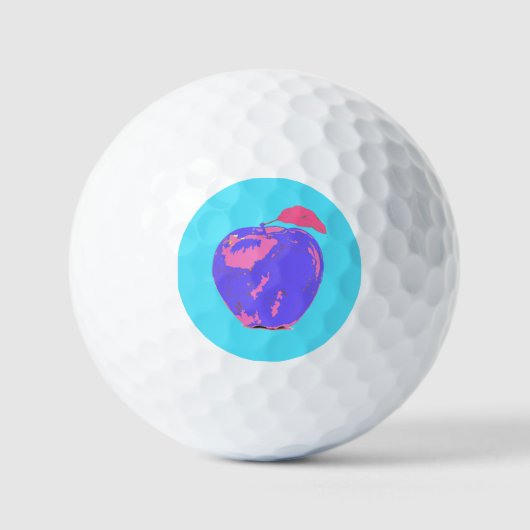 Paarse Apple Pop Art Golfballen (Voorkant)