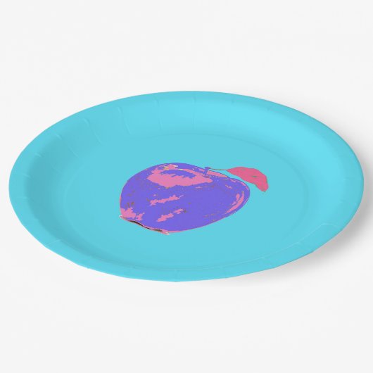 Paarse Apple Pop Art Papieren Bordje (Gekanteld)