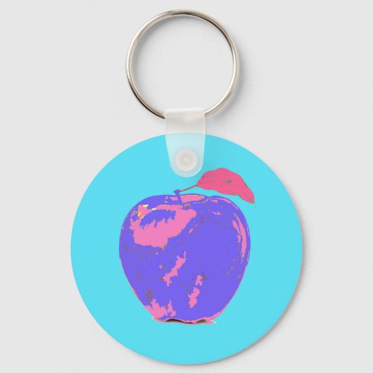 Paarse Apple Pop Art Sleutelhanger (Voorkant)