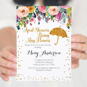 Paarse april Douches Baby shower Uitnodiging