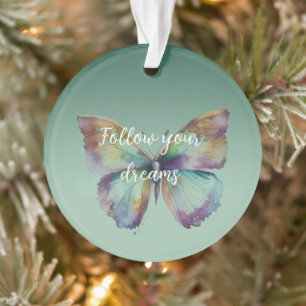Paarse Aqua Blue Gold Mint Vlinders Ornament