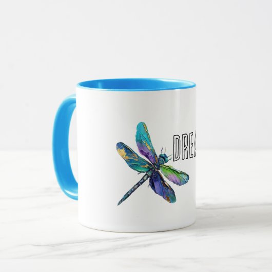 Paarse Aqua Dragonfly Dream Mok (Voorkant links)