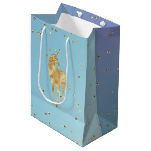 Paarse Aqua Gold Sparkle Unicorn Medium Cadeauzakje