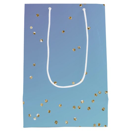 Paarse Aqua Gold Sparkle Unicorn Medium Cadeauzakje (Achterkant)