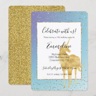Paarse Aqua Gold Unicorn Glitter Sparkle Kaart
