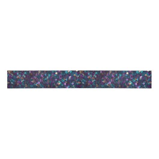 Paarse Aqua Gold Zeemeermin Confetti Grosgrain Lint (Voorkant)