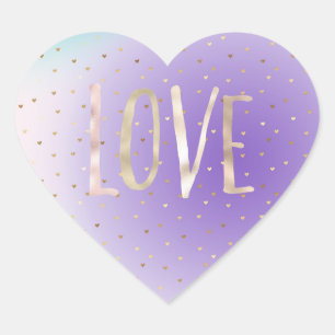 Paarse Aqua Ombre gouden harten liefde Hart Sticker