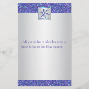Paarse Aqua Silver Snowflake Weddenschap Briefpapier