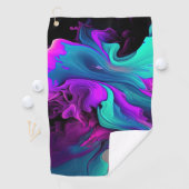 Paarse Aqua Turquoise Prachtige Abstracte Fluid Ar Golfhanddoek (Insitu)