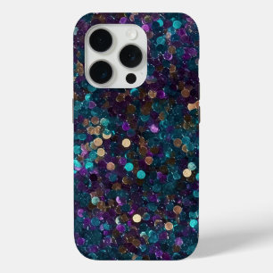 Paarse Aqua Zeemeermin Sparkle iPhone 15 Pro Case