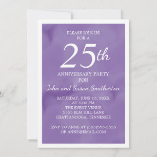 Paarse Aquarel 25e Huwelijksjubileumfeest Kaart