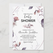 Paarse Aquarel Bloemen Baby Shower Uitnodiging (Voorkant)
