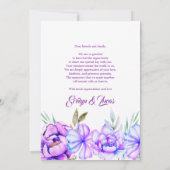 Paarse aquarel bloemen bloemrijke herfst bruiloft bedankkaart (Achterkant)