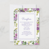 Paarse Aquarel Bloemetuin Bruiloftsreceptie Kaart (Voorkant)
