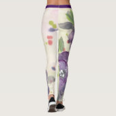Paarse aquarel Floral Leggings (Achterkant)