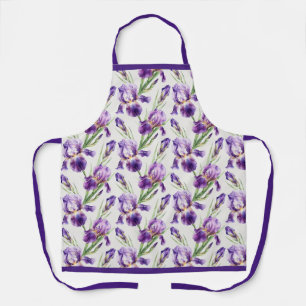 Paarse Aquarel Iris Bloem Botanisch Schort