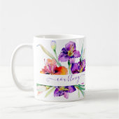 Paarse aquarel Iris gepersonaliseerd Koffiemok (Links)