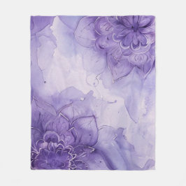 Paarse aquarel mandala bloemig fleece deken