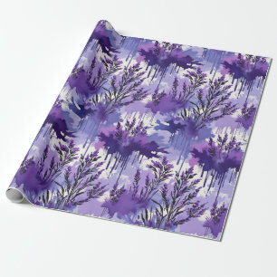 Paarse aquarel met bloemen cadeaupapier