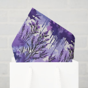 Paarse aquarel met bloemen tissuepapier