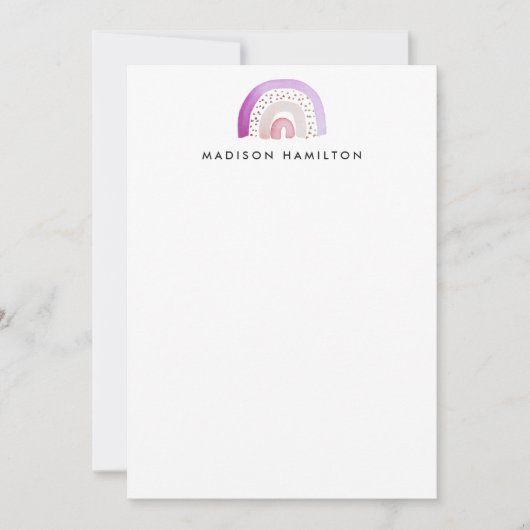 Paarse Aquarel Regenboog Persoonlijke Briefpapier Notitiekaartje (Voorkant)