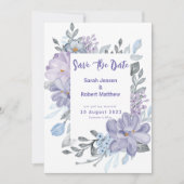 Paarse Aquarel Sering Bloemen Bruiloft Save The Date (Voorkant)