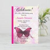 Paarse Aquarel Vlinder Verjaardagsfeestje Kaart (Staand voorkant)