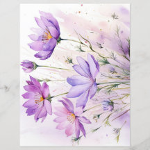 Paarse Aquarel Wilde Bloemen Scrapbook Papieren