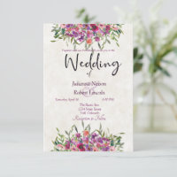 Paarse aquarel wilde bloemen trouw uitnodiging