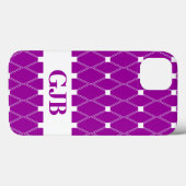 Paarse Argyle Lattice met monogram Case-Mate iPhone Case (Achterkant (horizontaal))