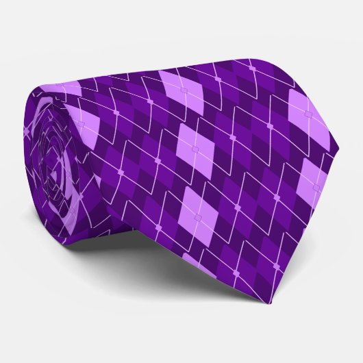 Paarse Argyle Stropdas (Opgerold)