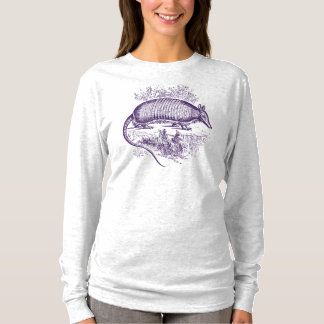 Paarse Armadillo Woodblock Print T-shirt
