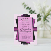 Paarse Art Deco 30th Surprise Party Birthday Uitnodiging Briefkaart (Staand voorkant)