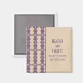 Paarse Art Deco Border Save the Date Magnet Magneet (Voorkant / Achterkant)