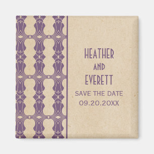 Paarse Art Deco Border Save the Date Magnet Magneet