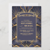 Paarse  Art Deco bruiloft Kaart (Voorkant)