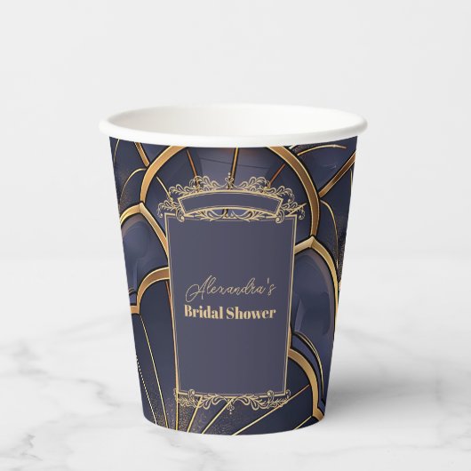 Paarse  Art Deco Vrijgezellenfeest Papieren Bekers (Voorkant)