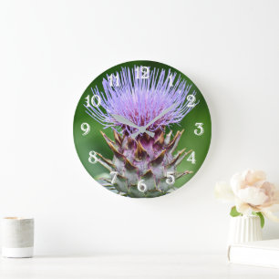 Paarse Artichoke Thistle Head Floral Grote Klok