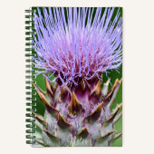 Paarse Artichoke Thistle Head Floral Notitieboek (Voorkant)