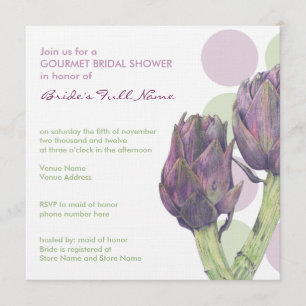 Paarse artichokes stippen Bridal Shower Invitation Kaart