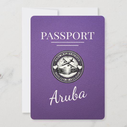 Paarse Aruba Paspoort Bewaar de datum Save The Date (Voorkant)