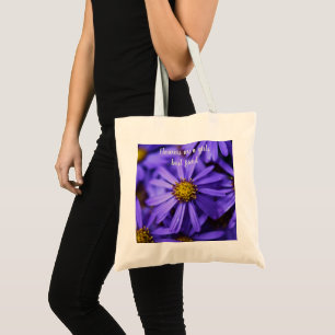 Paarse Aster bloeit mooi sentiment Tote Bag