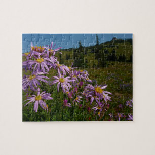 Paarse Aster Bloemen bij Mount Rainier Legpuzzel