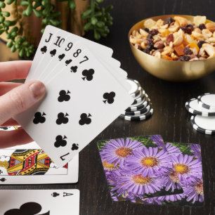 Paarse Aster Bloemen Bloemstuk Pokerkaarten