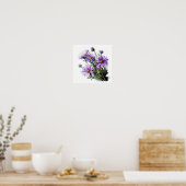 Paarse Aster Flower Art Print Poster (Keuken)
