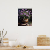 Paarse Aster Flowers Art Print Poster (Keuken)