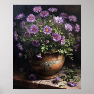 Paarse Aster Flowers Art Print Poster